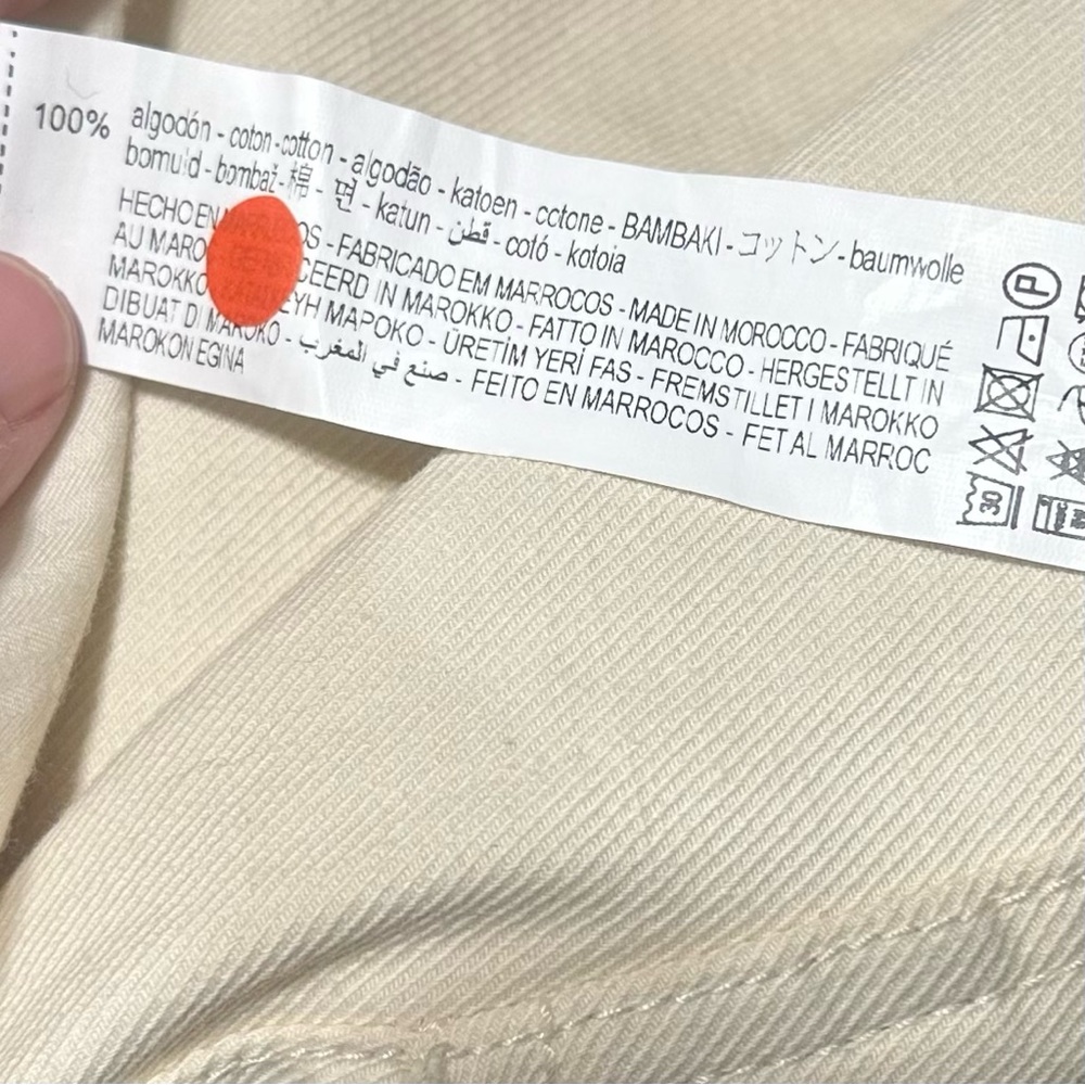 NWOT ZARA Cream Belted Pocket Relaxed Fit Versatile Cotton Trouser Pants Size S - Picture 6 of 8